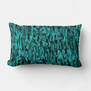 Abstract patroon turkoois zwart kussen