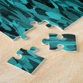 Abstract patroon turkoois zwart legpuzzel (Zijkant)