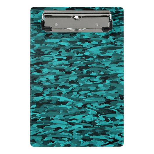 Abstract patroon turkoois zwart mini klembord (Voorkant)