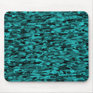 Abstract patroon turkoois zwart muismat