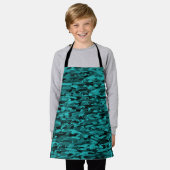 Abstract patroon turkoois zwart schort (Gedragen)