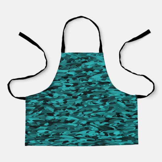 Abstract patroon turkoois zwart schort (Voorkant)