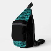 Abstract patroon turkoois zwart sling bag (Rechterhoek)