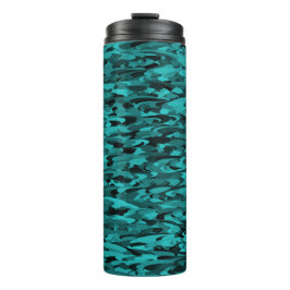 Abstract patroon turkoois zwart thermosbeker