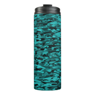 Abstract patroon turkoois zwart thermosbeker