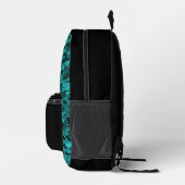 Abstract patroon turquoise Zwart Bedrukte Rugzak (Rechts)