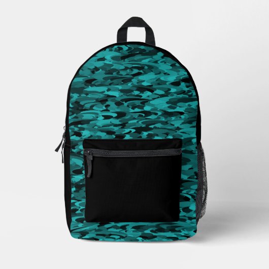 Abstract patroon turquoise Zwart Bedrukte Rugzak (Voorkant)