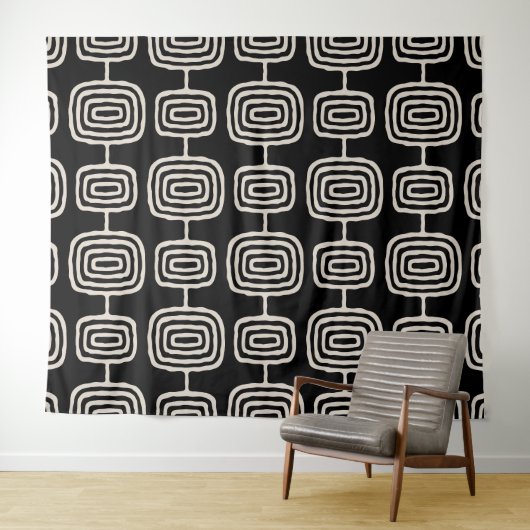 Abstract patroon van atoomringen wandkleed (In Situ (horizontaal))