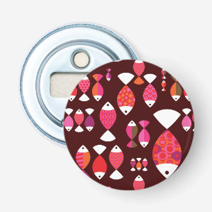 Abstract patroon van de retrovis onderwater button flesopener