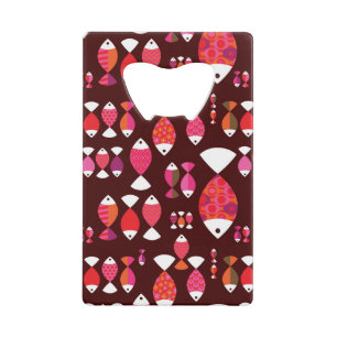 Abstract patroon van de retrovis onderwater creditkaart flessenopener