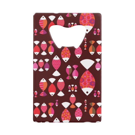 Abstract patroon van de retrovis onderwater creditkaart flessenopener (Achterkant)