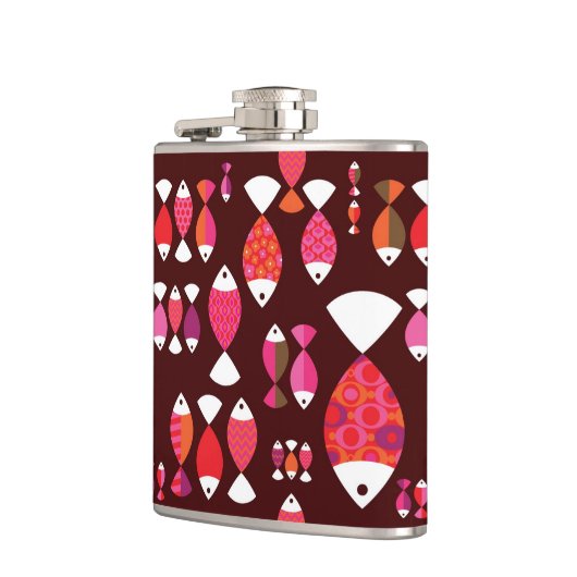 Abstract patroon van de retrovis onderwater heupfles (Links)