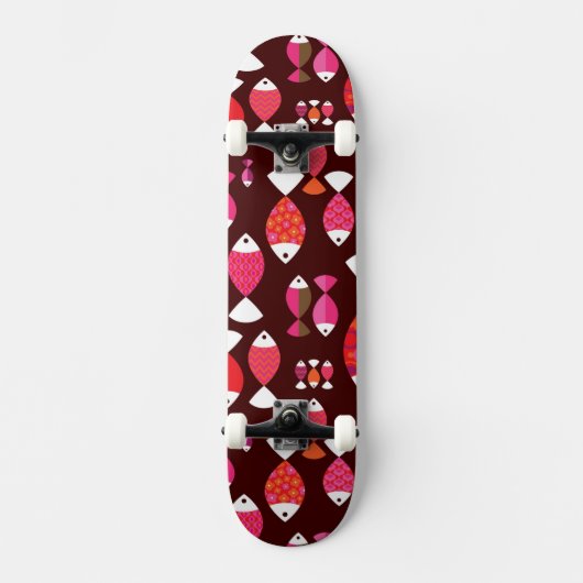 Abstract patroon van de retrovis onderwater persoonlijk skateboard (Voorkant)