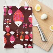 Abstract patroon van de retrovis onderwater theedoek (Quarter Fold)