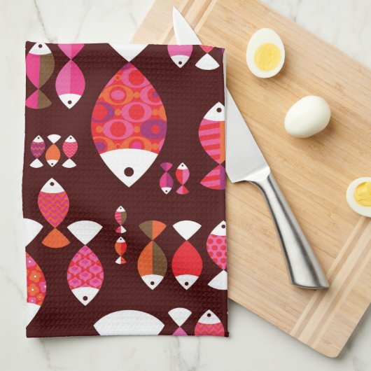 Abstract patroon van de retrovis onderwater theedoek (Quarter Fold)