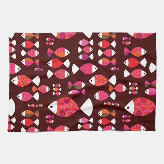 Abstract patroon van de retrovis onderwater theedoek (Horizontaal)