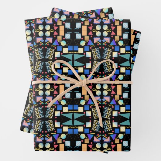 Abstract patroon van esthetische retro- geometrie inpakpapier vel (In situ)