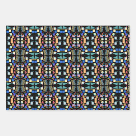 Abstract patroon van esthetische retro- geometrie inpakpapier vel