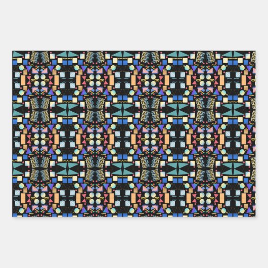 Abstract patroon van esthetische retro- geometrie inpakpapier vel (Voorkant)