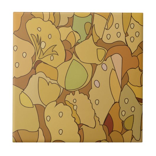Abstract patroon van Ginkgo-bladeren Tegeltje (Voorkant)