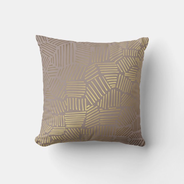 Abstract patroon van gouden lijnen kussen (Voorkant)
