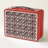 Abstract patroon van heldere rode witte cirkels zw (Achterkant)