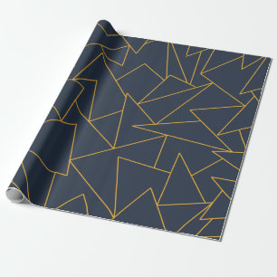 Abstract patroon van marineblauw en goud cadeaupapier