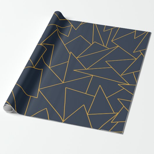 Abstract patroon van marineblauw en goud cadeaupapier (Uitgerold)