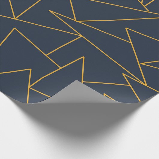 Abstract patroon van marineblauw en goud cadeaupapier (Hoek)