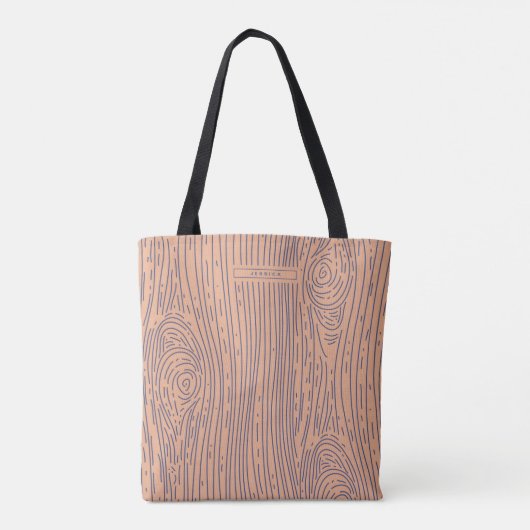 Abstract patroon van marinehout en puisthout tote bag (Achterkant)
