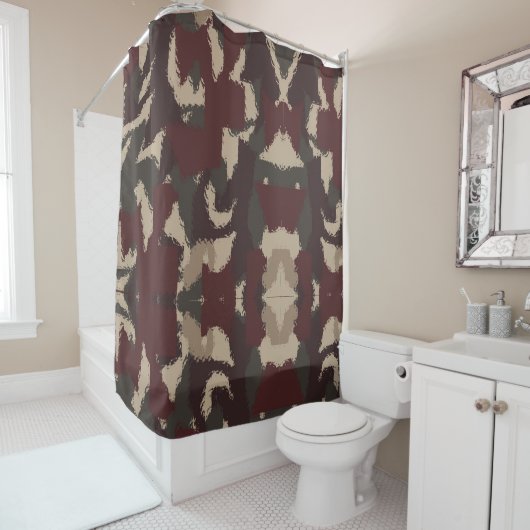 Abstract patroon van militaire camouflage douchegordijn (In situ)