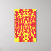 Abstract patroon van palmbomen in rood en geel canvas afdruk (Voorkant)