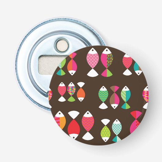 Abstract patroon van retrovis onder water 2 button flesopener (Voorkant)