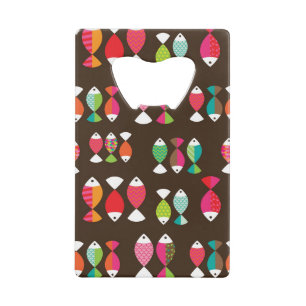 Abstract patroon van retrovis onder water 2 creditkaart flessenopener