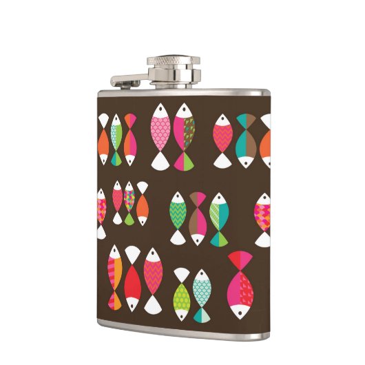 Abstract patroon van retrovis onder water 2 heupfles (Links)