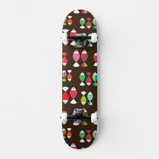 Abstract patroon van retrovis onder water 2 skateboard (Voorkant)