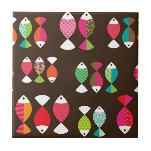 Abstract patroon van retrovis onder water 2 tegeltje (Voorkant)