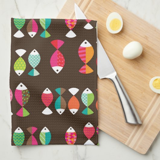 Abstract patroon van retrovis onder water 2 theedoek (Quarter Fold)