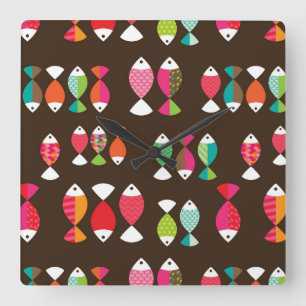 Abstract patroon van retrovis onder water 2 vierkante klok