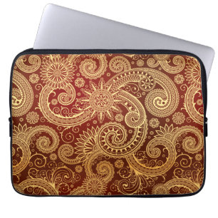 Abstract patroon van rode en goudflens laptop sleeve