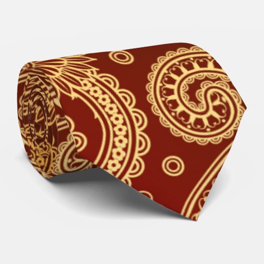 Abstract patroon van rode en goudflens stropdas (Opgerold)
