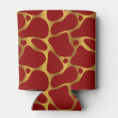 Abstract patroon van rode en goudgiraf blikjeskoeler (Achterkant)
