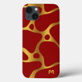 Abstract patroon van rode en goudgiraf Case-Mate iPhone case (Achterkant)