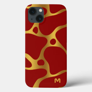 Abstract patroon van rode en goudgiraf Case-Mate iPhone case