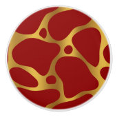 Abstract patroon van rode en goudgiraf keramische knop (Voorkant)