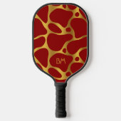Abstract patroon van rode en goudgiraf pickleball paddle (Voorkant)
