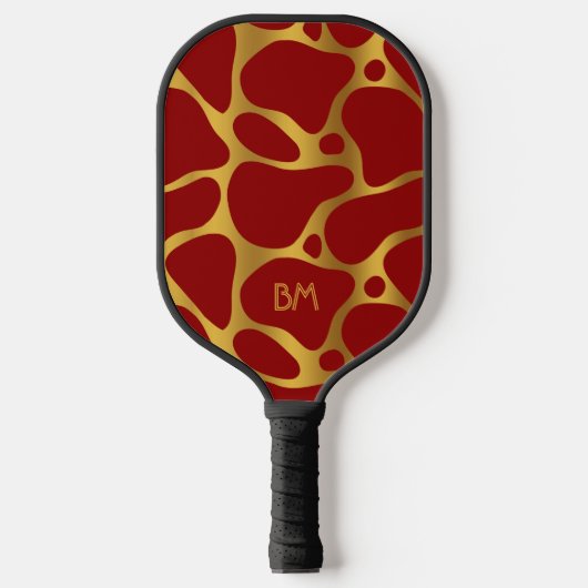 Abstract patroon van rode en goudgiraf pickleball paddle (Voorkant)