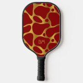 Abstract patroon van rode en goudgiraf pickleball paddle (Achterkant)