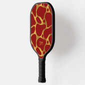 Abstract patroon van rode en goudgiraf pickleball paddle (Links)