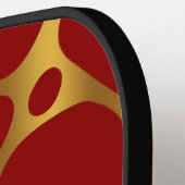 Abstract patroon van rode en goudgiraf pickleball paddle (Links Detail)